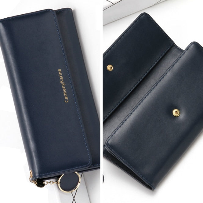New Fashion Women Wallets Brand Letter Long Tri-fold Wallet Purse Fresh Leather Female Clutch Card Holder Cartera Mujer - Snapitonline