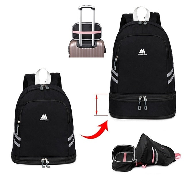 Women Pink Sport Gym Bag Waterproof Fitness Swimming Backpack Yoga Training Bag Shoe Compartment Travel Luggage Bag Sac De Sport - Snapitonline