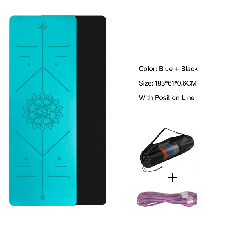 TPE Yoga Double Layer Non-Slip Mat Yoga Exercise Pad with Position Line For Fitness Gymnastics and Pilates - Snapitonline