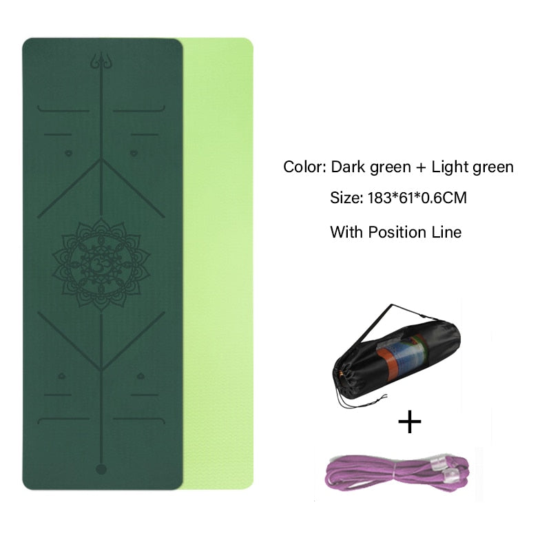 TPE Yoga Double Layer Non-Slip Mat Yoga Exercise Pad with Position Line For Fitness Gymnastics and Pilates - Snapitonline