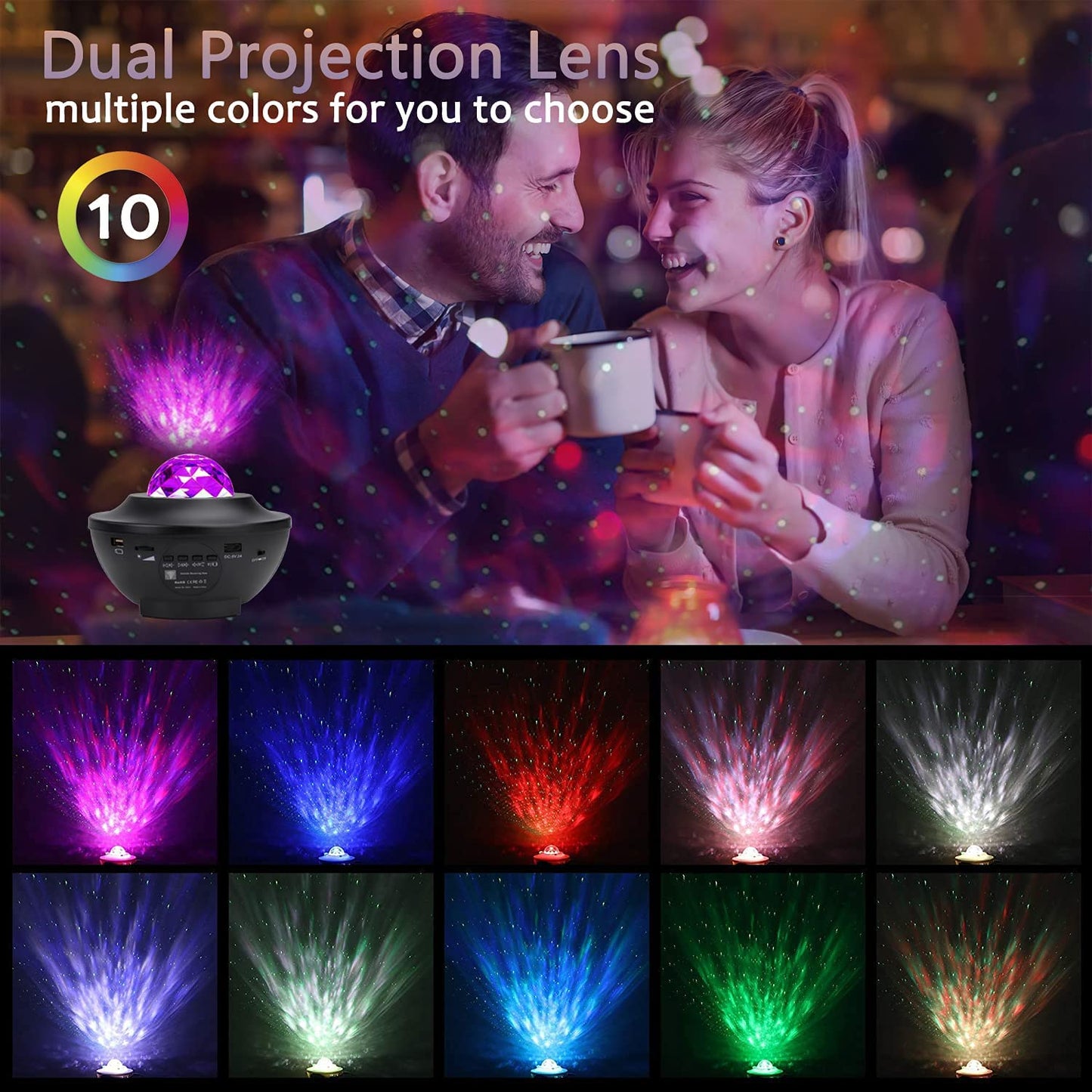 LED Starry Sky Projector Night Light Galaxy Star Projector Ocean Wave Night Lamp With Music Bluetooth Speaker For Childrens - Snapitonline