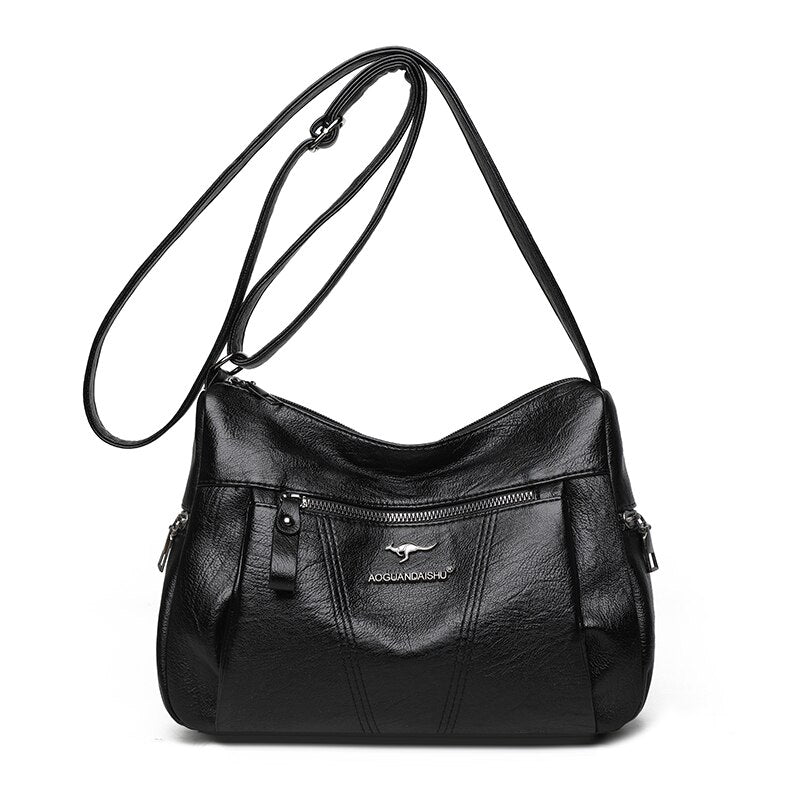 Many Pockets Shoulder Crossbody Bags for Women 2022 Brand Leather Ladies Designr Handbags Winter Style Messenger Bags Sac A Main - Snapitonline