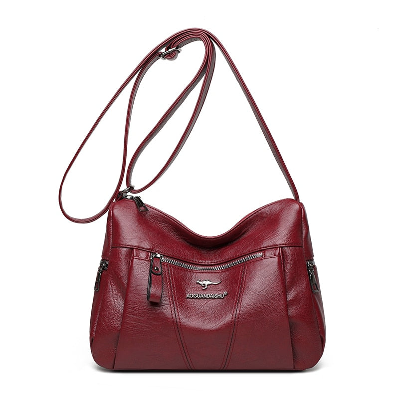 Many Pockets Shoulder Crossbody Bags for Women 2022 Brand Leather Ladies Designr Handbags Winter Style Messenger Bags Sac A Main - Snapitonline