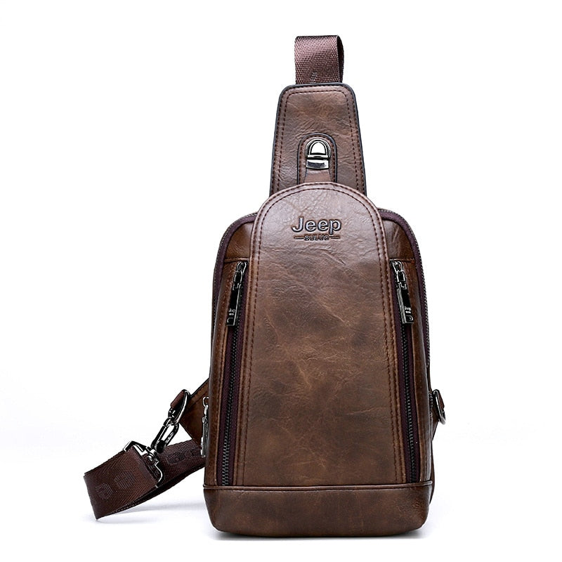 JEEP BULUO Brand Travel Hiking Messenger Shoulder Bags Men's Large Capacity Sling Crossbody Bag Solid Men Leather Bag - Snapitonline