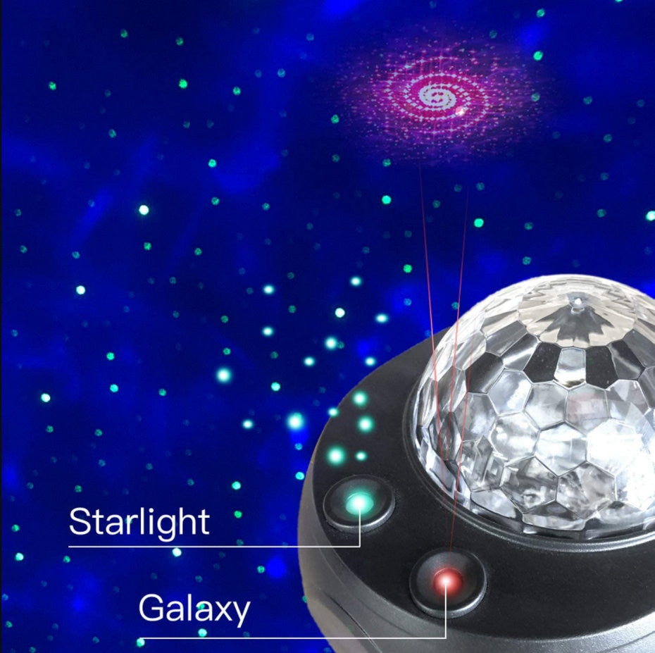 LED Starry Sky Projector Night Light Galaxy Star Projector Ocean Wave Night Lamp With Music Bluetooth Speaker For Childrens - Snapitonline