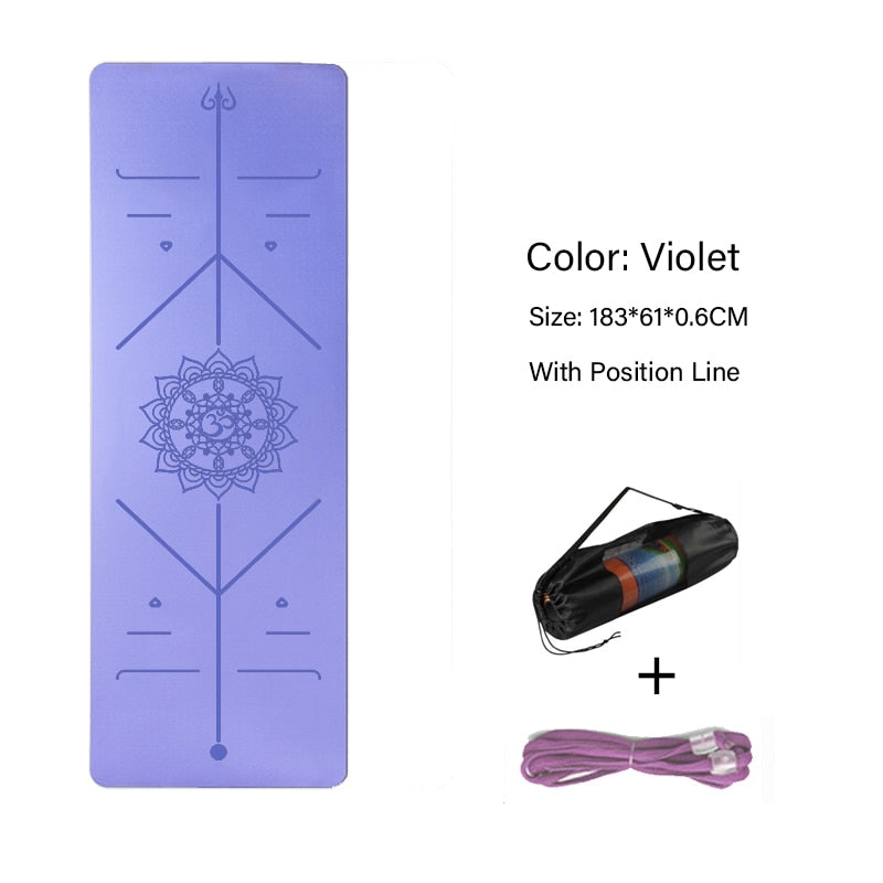 TPE Yoga Double Layer Non-Slip Mat Yoga Exercise Pad with Position Line For Fitness Gymnastics and Pilates - Snapitonline