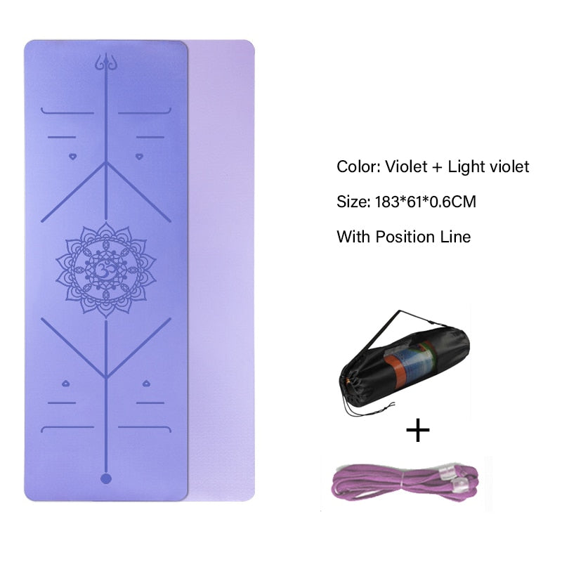 TPE Yoga Double Layer Non-Slip Mat Yoga Exercise Pad with Position Line For Fitness Gymnastics and Pilates - Snapitonline