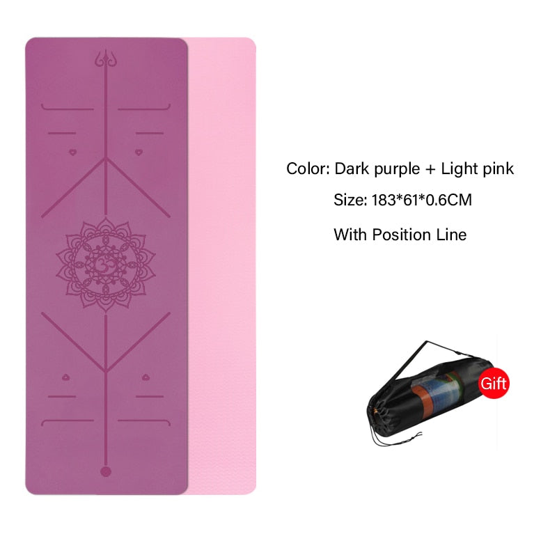 TPE Yoga Double Layer Non-Slip Mat Yoga Exercise Pad with Position Line For Fitness Gymnastics and Pilates - Snapitonline