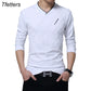 TFETTERS Fashion Men T-shirt Slim Fit Custom T-shirt Crease Design Long Stylish Luxury V Neck Fitness T-shirt Tee Shirt Homme - Snapitonline
