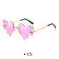 New Women Borderless Irregular Heart Shape UV400 Ocean Sunglasses Adult Personalized Gradient Sunglasses Female Fashion Glasses