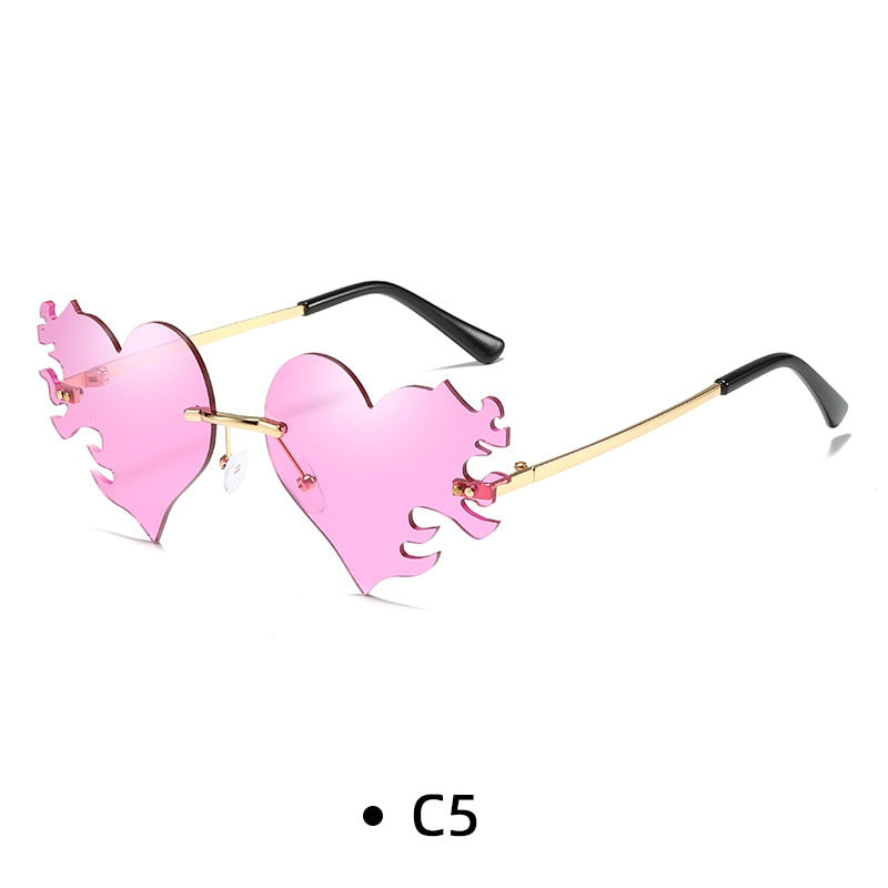 New Women Borderless Irregular Heart Shape UV400 Ocean Sunglasses Adult Personalized Gradient Sunglasses Female Fashion Glasses