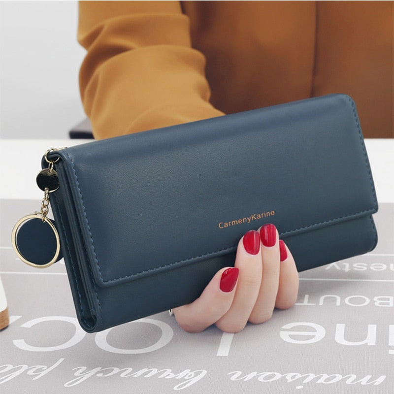 New Fashion Women Wallets Brand Letter Long Tri-fold Wallet Purse Fresh Leather Female Clutch Card Holder Cartera Mujer - Snapitonline