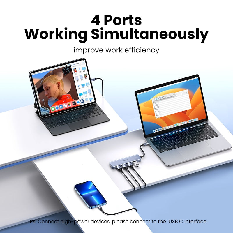 UGREEN USB C Hub 4 Ports USB Type C to USB 3.0 Hub Splitter Adapter for MacBook Pro iPad Pro Samsung Galaxy Note 10 S10 USB Hub - Snapitonline