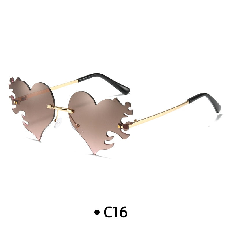 New Women Borderless Irregular Heart Shape UV400 Ocean Sunglasses Adult Personalized Gradient Sunglasses Female Fashion Glasses