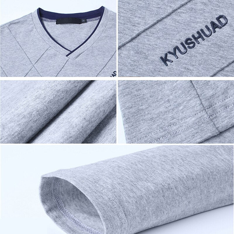 TFETTERS Fashion Men T-shirt Slim Fit Custom T-shirt Crease Design Long Stylish Luxury V Neck Fitness T-shirt Tee Shirt Homme - Snapitonline
