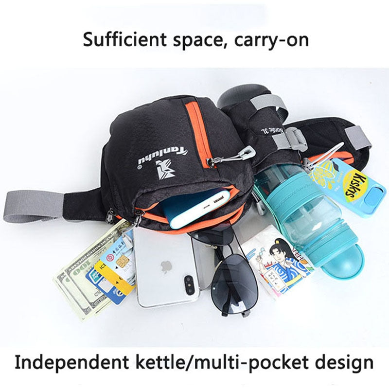 Running Bag Waist Belt Pack Outdoor Marathon Gym Sport Fitness Water Bottle Pouch Fanny Waist Pack Riding Cycling Phone Pocket - Snapitonline