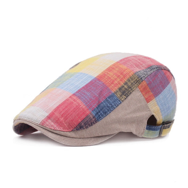 Spring Autumn Hats Adjustable Plaid Beret Hats Men Women Unisex Plain Berets Newsboy Hat Peaked Cap Casual Forward Caps 2021