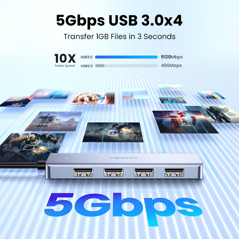 UGREEN USB C Hub 4 Ports USB Type C to USB 3.0 Hub Splitter Adapter for MacBook Pro iPad Pro Samsung Galaxy Note 10 S10 USB Hub - Snapitonline