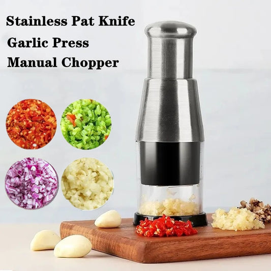 Stainless Steel Pat Knife Manual Garlic Presses Kitchen Gadgets Garlic Cutter Crusher Food Chopper Slicer Kitchen Vegetable Tool