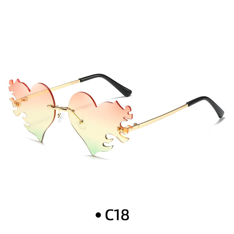 New Women Borderless Irregular Heart Shape UV400 Ocean Sunglasses Adult Personalized Gradient Sunglasses Female Fashion Glasses