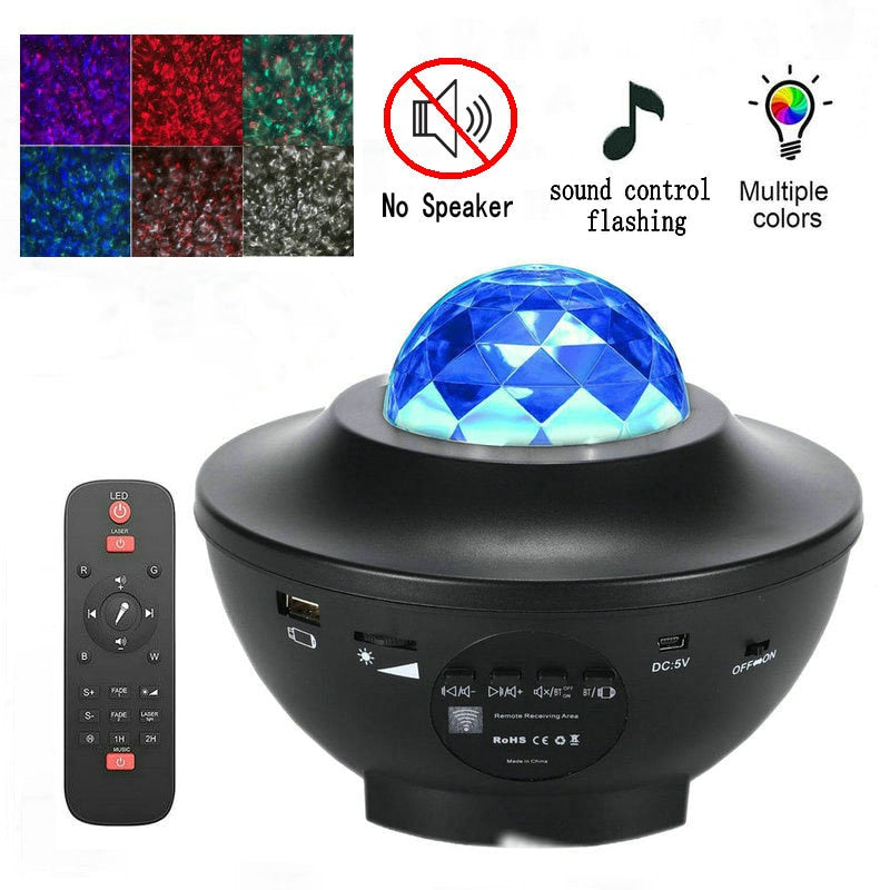 LED Starry Sky Projector Night Light Galaxy Star Projector Ocean Wave Night Lamp With Music Bluetooth Speaker For Childrens - Snapitonline