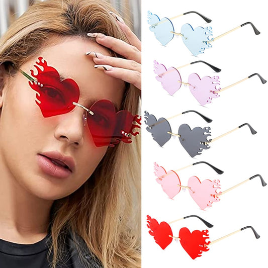New Women Borderless Irregular Heart Shape UV400 Ocean Sunglasses Adult Personalized Gradient Sunglasses Female Fashion Glasses