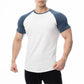 Men Cotton Patchwork T-shirt Summer Gym Fitness Bodybuilding Skinny Short sleeve Shirts Male Casual Training Tees Tops Clothing - Snapitonline