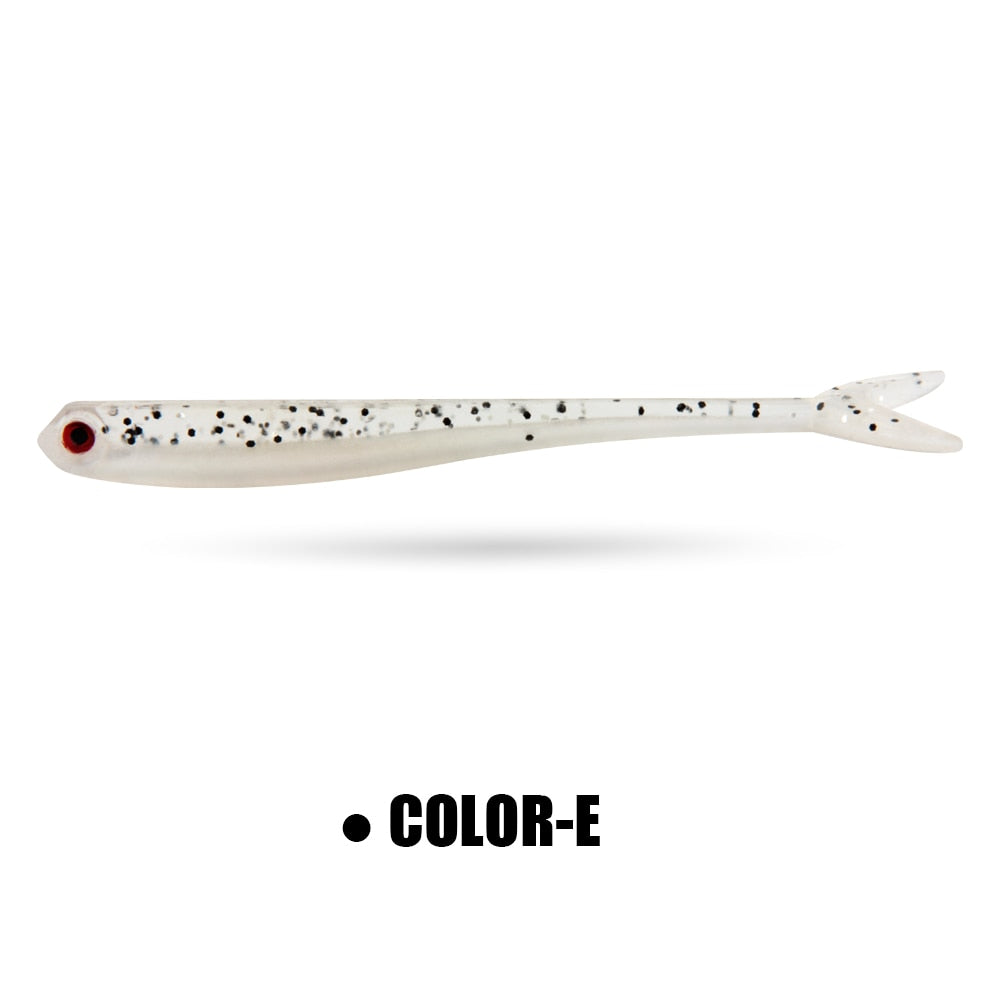 Spinpoler 20pcs Soft Fishing Lure Artificial Bait Fork Tail 75mm 1.6g Jerkbait Minnow Drop Shot Rubber For Rigging And Jigging