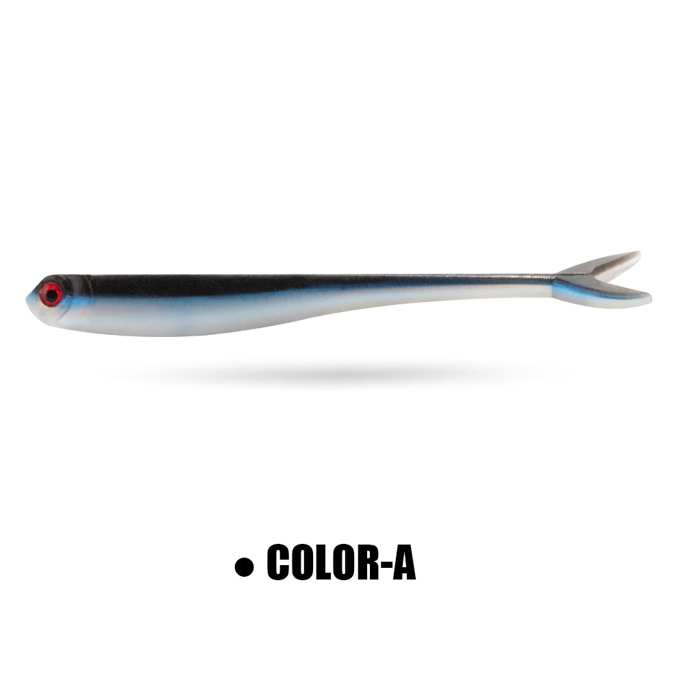 Spinpoler 20pcs Soft Fishing Lure Artificial Bait Fork Tail 75mm 1.6g Jerkbait Minnow Drop Shot Rubber For Rigging And Jigging