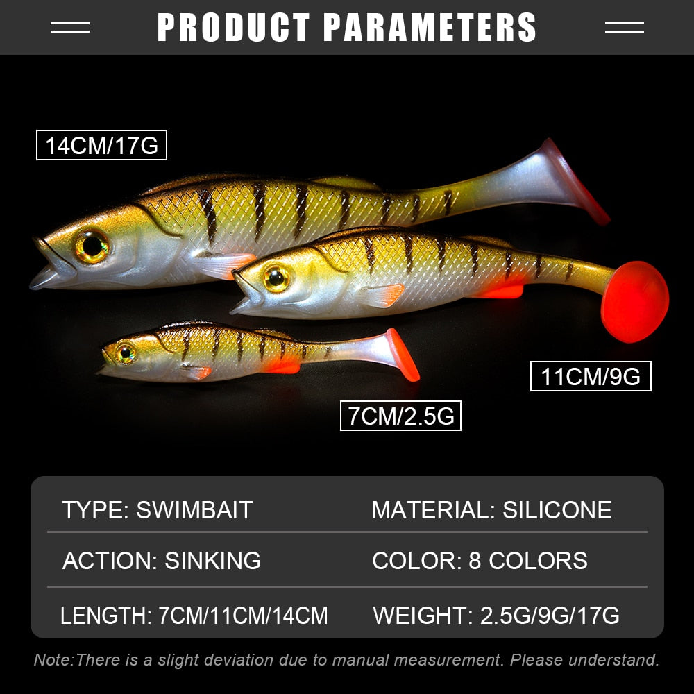Spinpol Vigour Perch Fishing Lure 7cm 11cm 14cm Soft Bait Shad UV-Active Wobble Craft Rubber Fish Swimbait For Perch, Pike, Zander