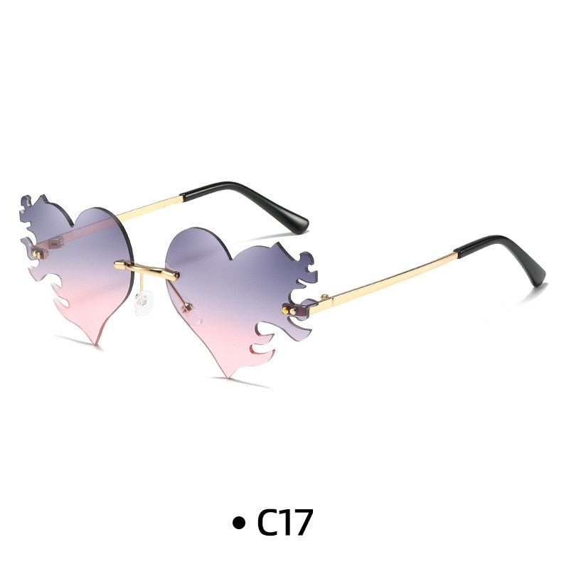 New Women Borderless Irregular Heart Shape UV400 Ocean Sunglasses Adult Personalized Gradient Sunglasses Female Fashion Glasses