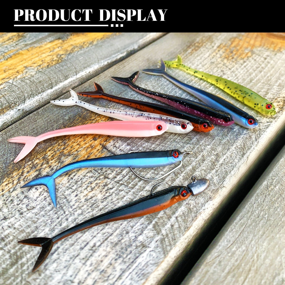 Spinpoler 20pcs Soft Fishing Lure Artificial Bait Fork Tail 75mm 1.6g Jerkbait Minnow Drop Shot Rubber For Rigging And Jigging