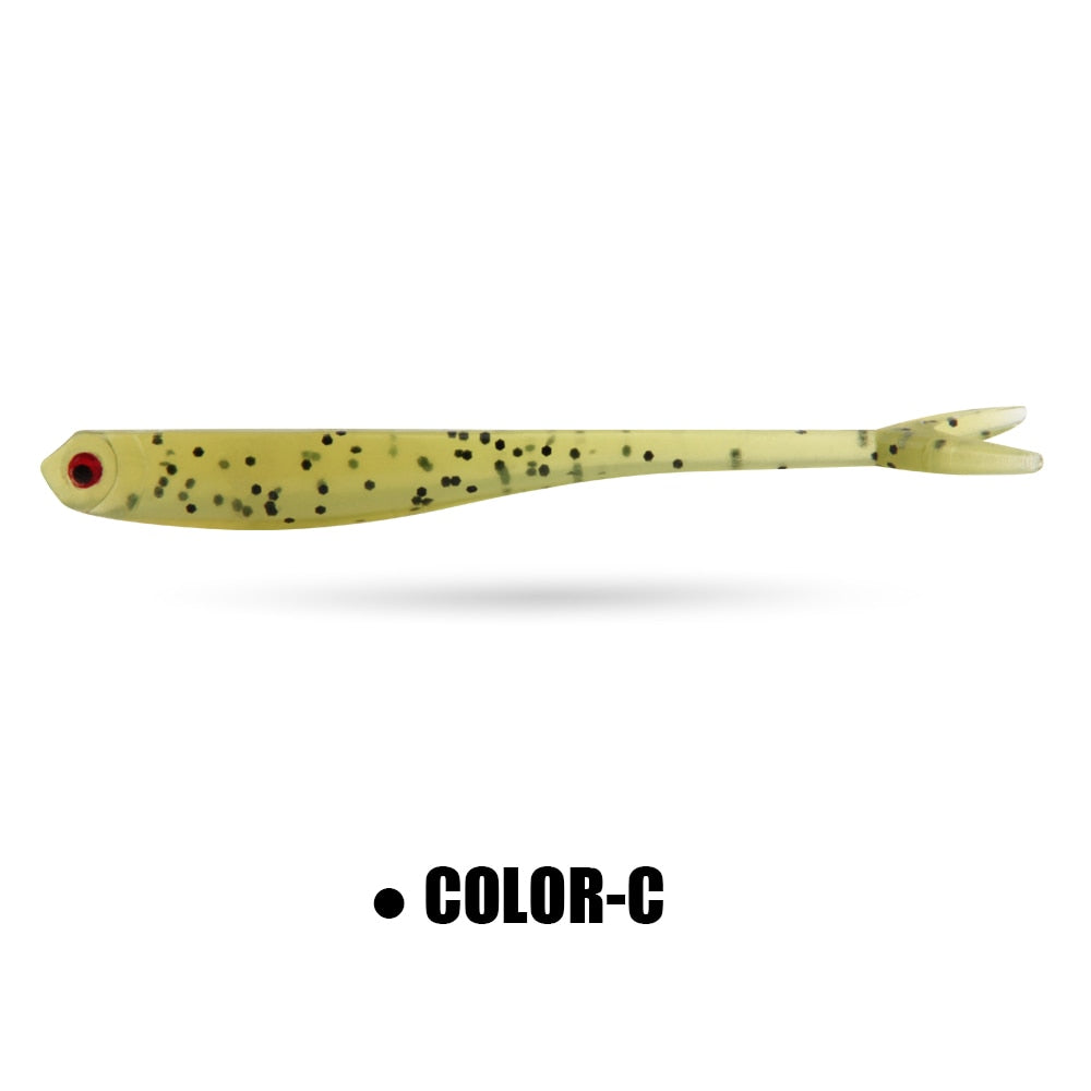 Spinpoler 20pcs Soft Fishing Lure Artificial Bait Fork Tail 75mm 1.6g Jerkbait Minnow Drop Shot Rubber For Rigging And Jigging