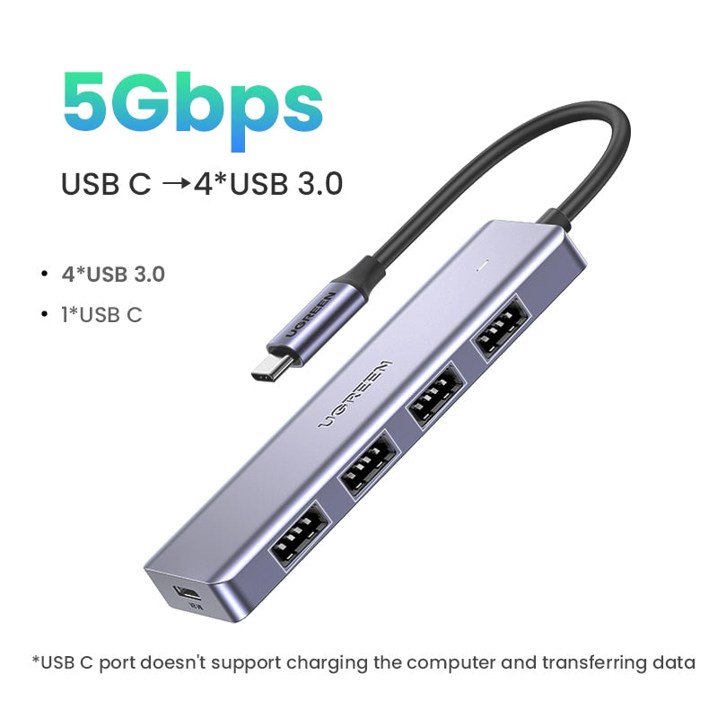UGREEN USB C Hub 4 Ports USB Type C to USB 3.0 Hub Splitter Adapter for MacBook Pro iPad Pro Samsung Galaxy Note 10 S10 USB Hub - Snapitonline