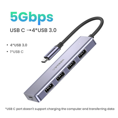UGREEN USB C Hub 4 Ports USB Type C to USB 3.0 Hub Splitter Adapter for MacBook Pro iPad Pro Samsung Galaxy Note 10 S10 USB Hub - Snapitonline