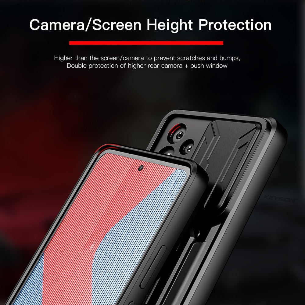 KEYSION Shockproof Case for Samsung A53 5G A33 A73 A52 A72 A32 A22 A12 Card Bag Camera Protection Phone Cover for Galaxy A23 A13