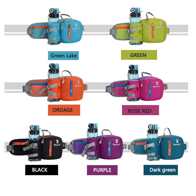 Running Bag Waist Belt Pack Outdoor Marathon Gym Sport Fitness Water Bottle Pouch Fanny Waist Pack Riding Cycling Phone Pocket - Snapitonline