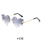 New Women Borderless Irregular Heart Shape UV400 Ocean Sunglasses Adult Personalized Gradient Sunglasses Female Fashion Glasses