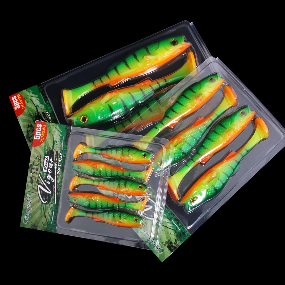 Spinpol Vigour Perch Fishing Lure 7cm 11cm 14cm Soft Bait Shad UV-Active Wobble Craft Rubber Fish Swimbait For Perch, Pike, Zander