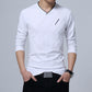 TFETTERS Fashion Men T-shirt Slim Fit Custom T-shirt Crease Design Long Stylish Luxury V Neck Fitness T-shirt Tee Shirt Homme - Snapitonline