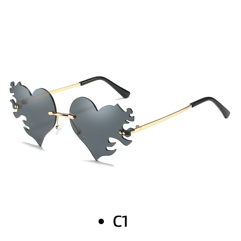 New Women Borderless Irregular Heart Shape UV400 Ocean Sunglasses Adult Personalized Gradient Sunglasses Female Fashion Glasses