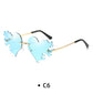 New Women Borderless Irregular Heart Shape UV400 Ocean Sunglasses Adult Personalized Gradient Sunglasses Female Fashion Glasses