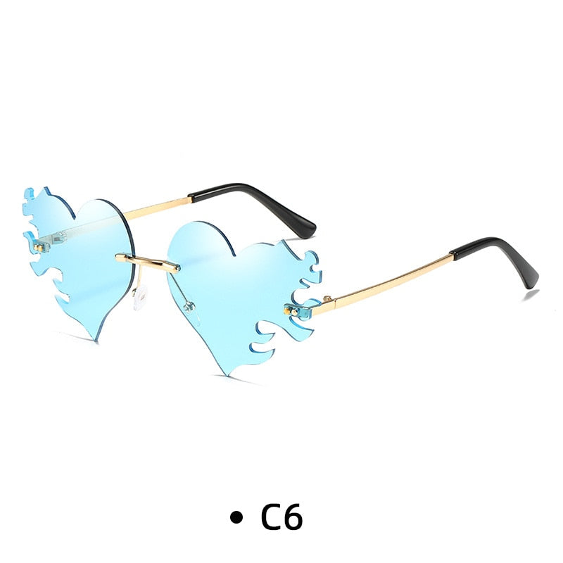 New Women Borderless Irregular Heart Shape UV400 Ocean Sunglasses Adult Personalized Gradient Sunglasses Female Fashion Glasses