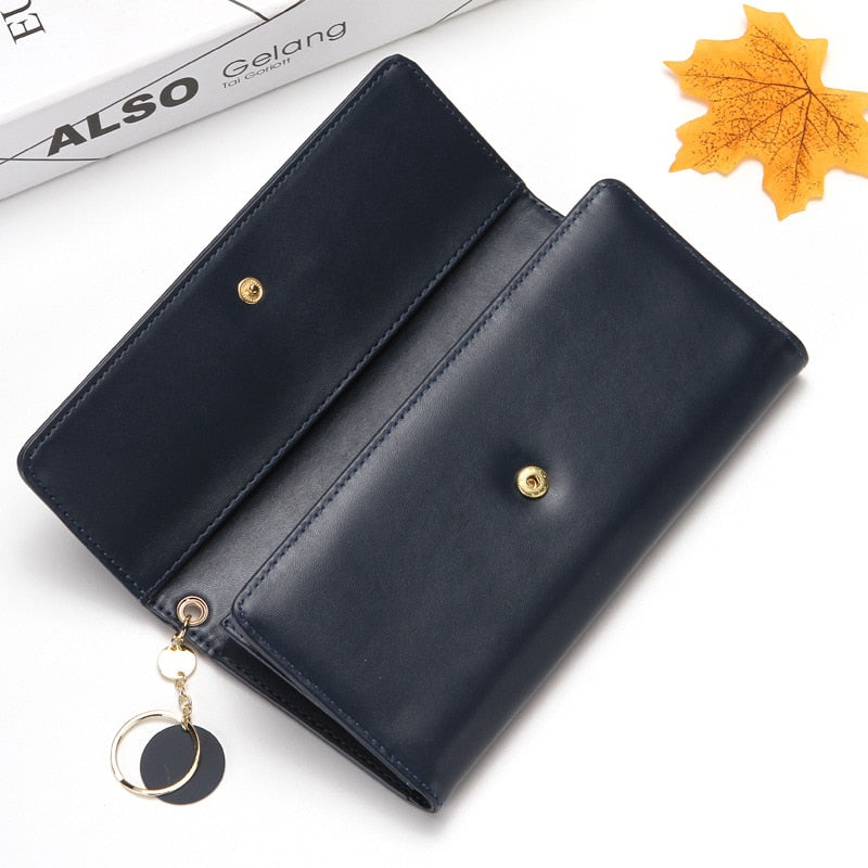 New Fashion Women Wallets Brand Letter Long Tri-fold Wallet Purse Fresh Leather Female Clutch Card Holder Cartera Mujer - Snapitonline