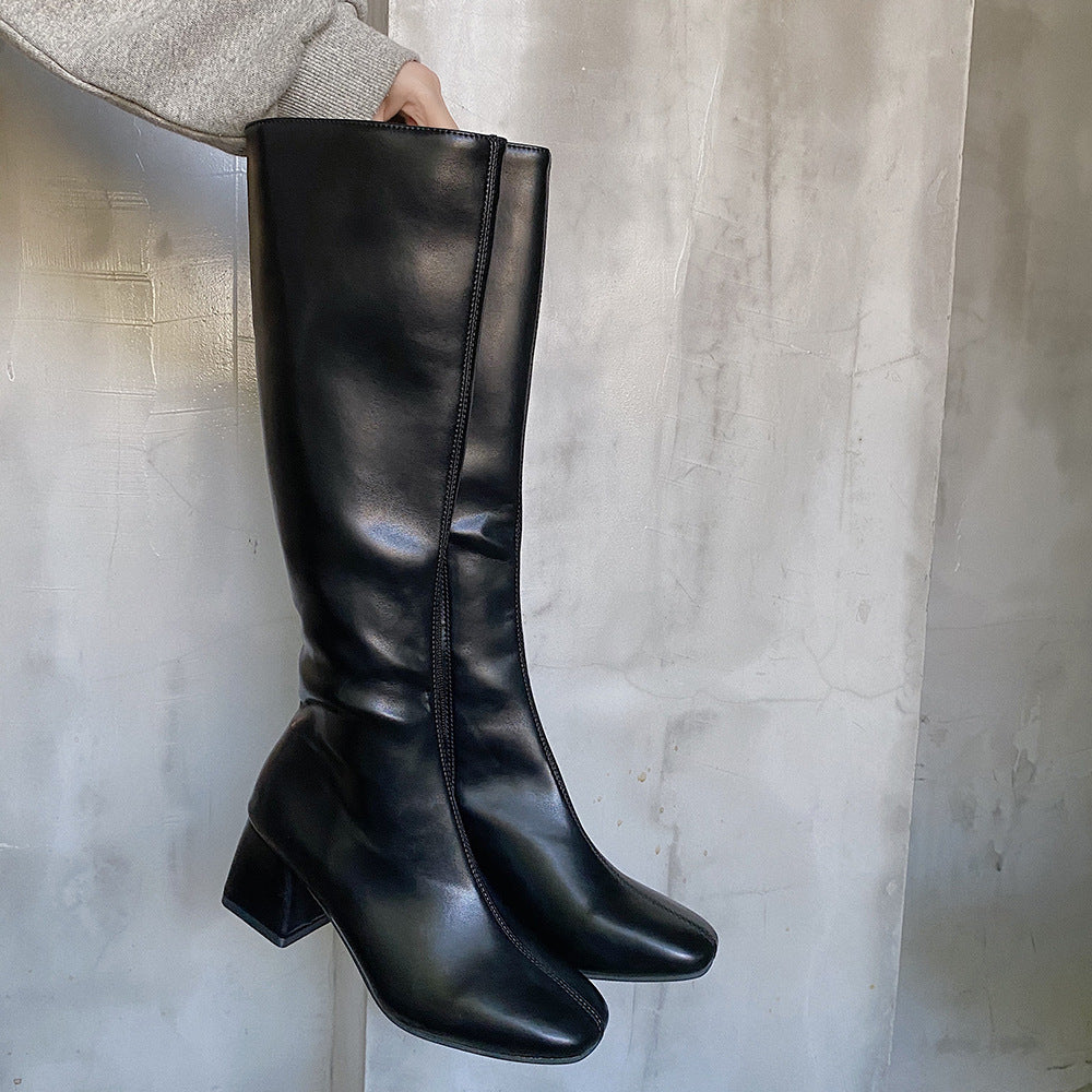 Small Thick Heel High Heel Rider Boots Net Red High Boots - Snapitonline