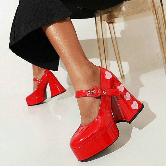 Women's High Heels New Love Stitching Platform Chunky - Snapitonline