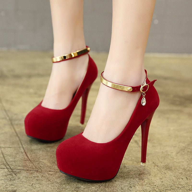 Pumps Shoes Woman Pumps Metal Ankle Strap Wedding Party - Snapitonline