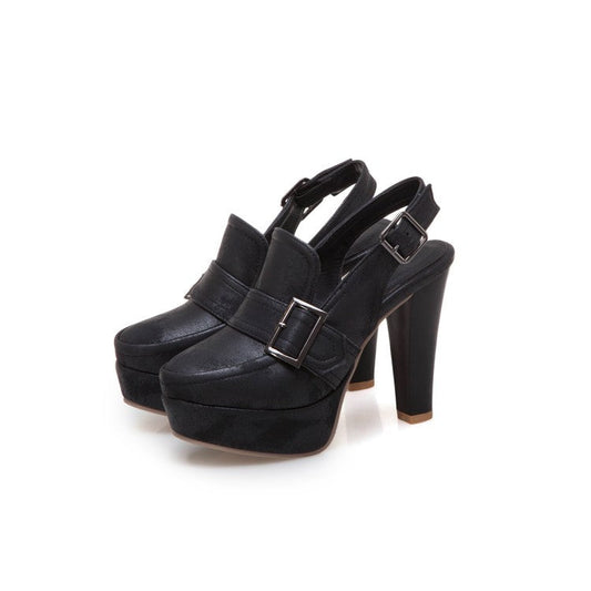 Platform Spike High Heels Buckle Retro Slingbacks  Womens Shoes Heels Pumps - Snapitonline