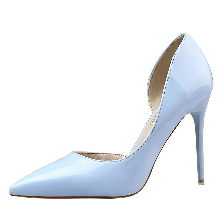 Womens Pumps Shoes Dorsay High Heels Pointed Toe Patent Leather - Snapitonline