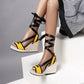 Women's Plus Size Platform Wedge Lace-up High-heel Sandals - Snapitonline